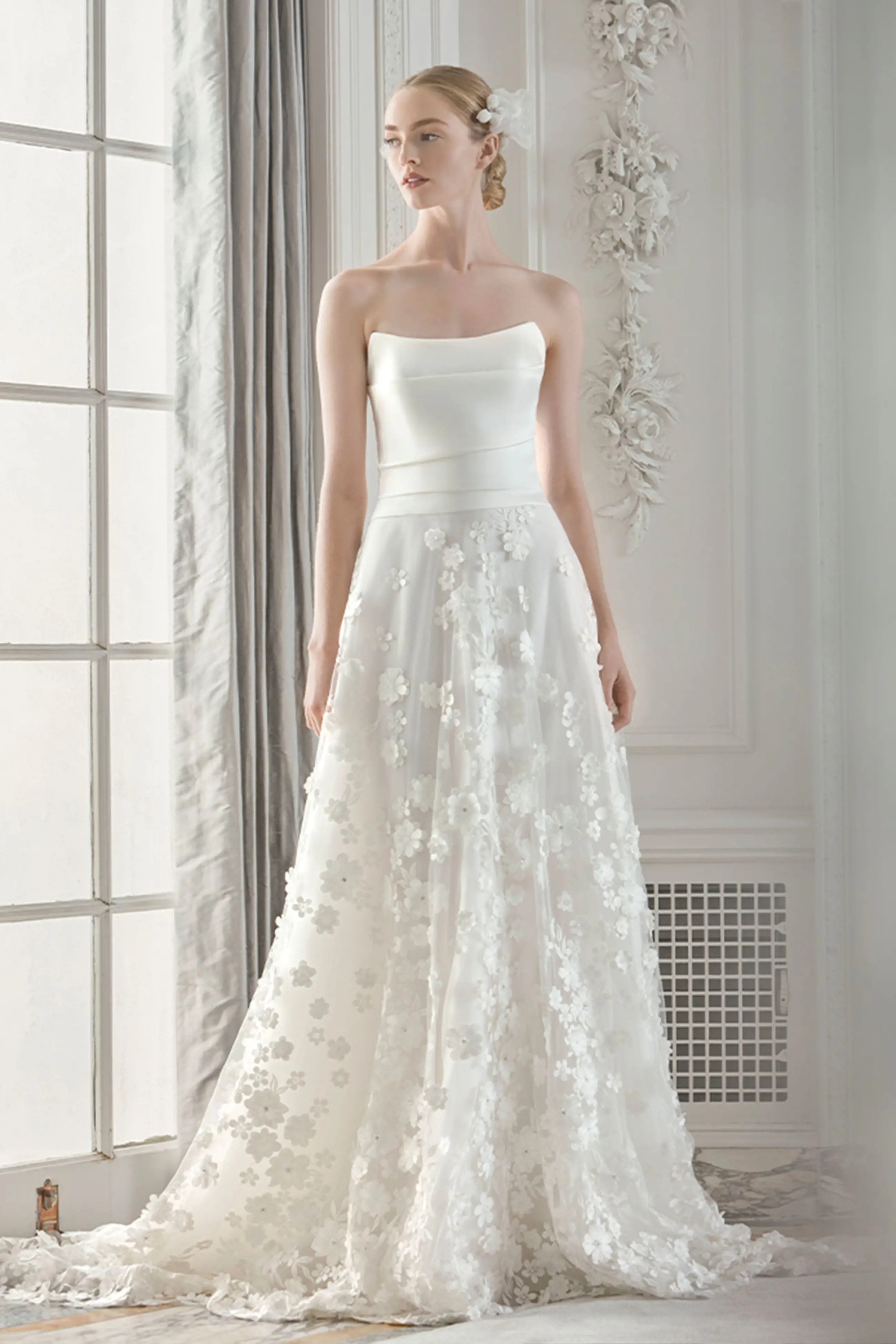 Model wearing a Ballgown  style dress