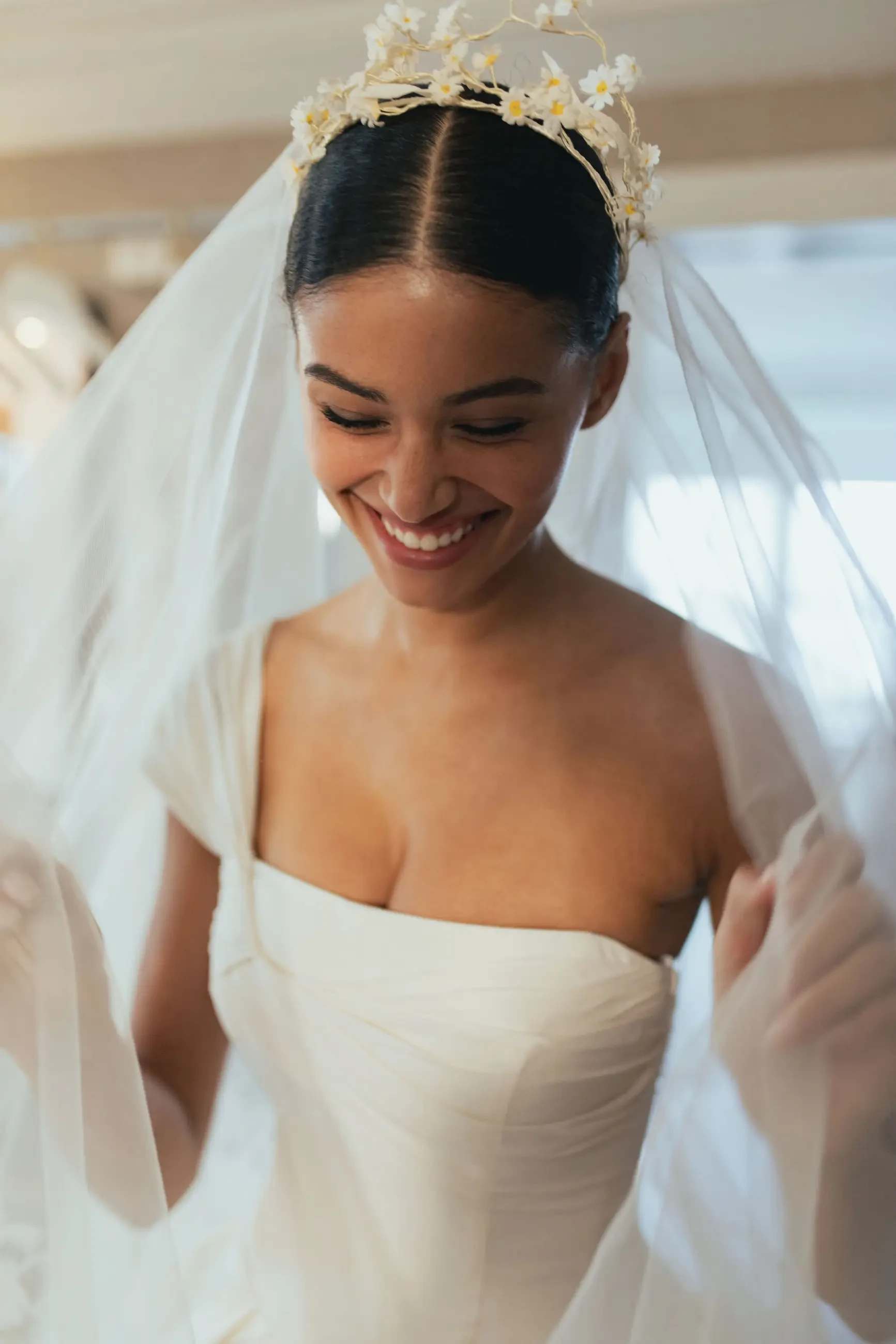 image shows a model behind the scenes at nybfw for sareh nouri