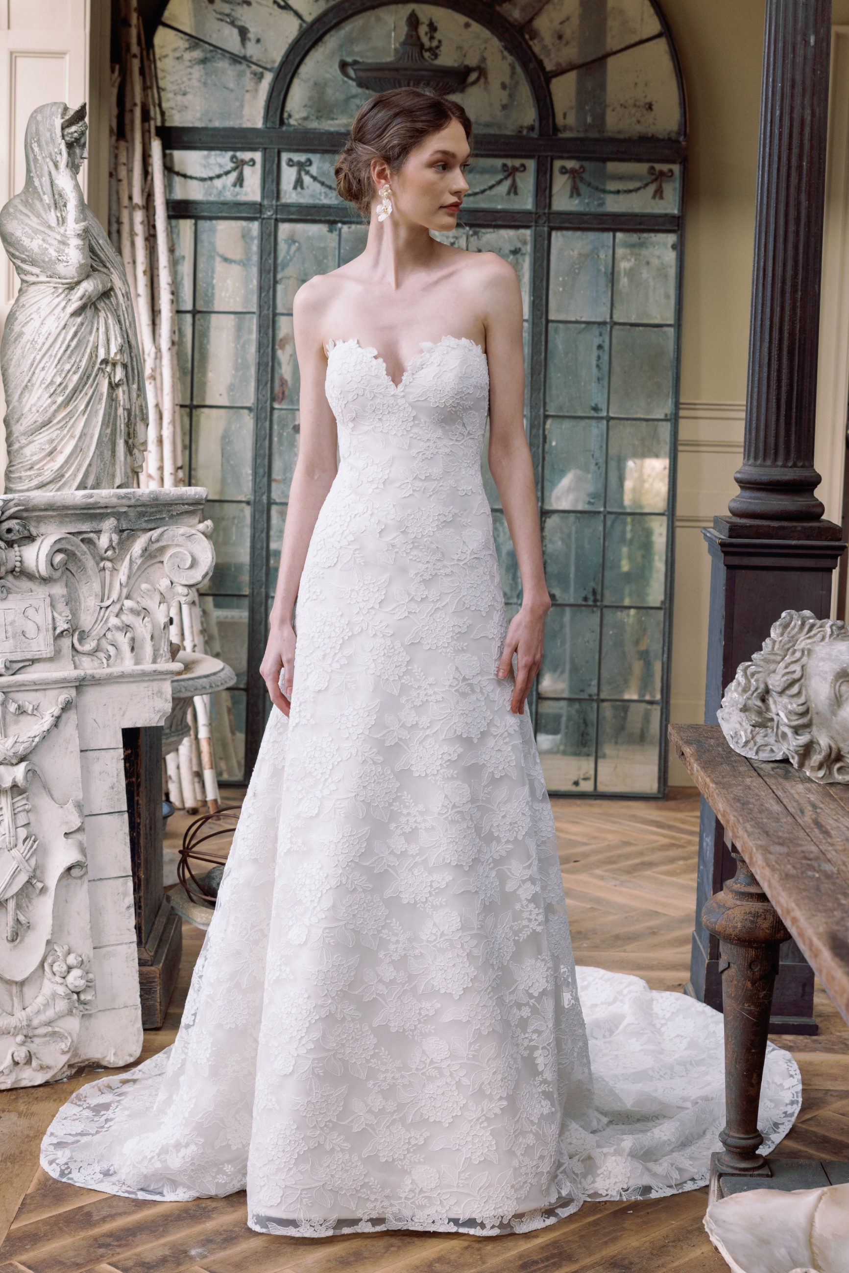 Model wearing a-line  style dress