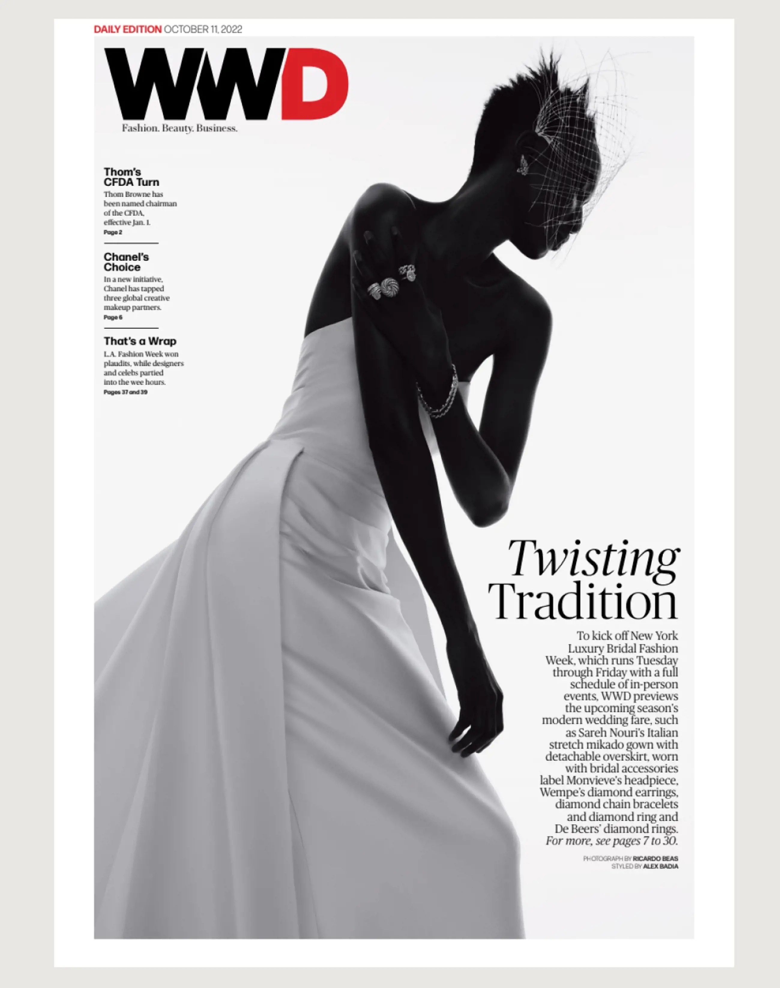 Close-up photo of model wearing a Sareh Nouri Gown, mobile