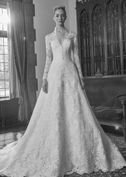 Model wearing a ball gown wedding dress