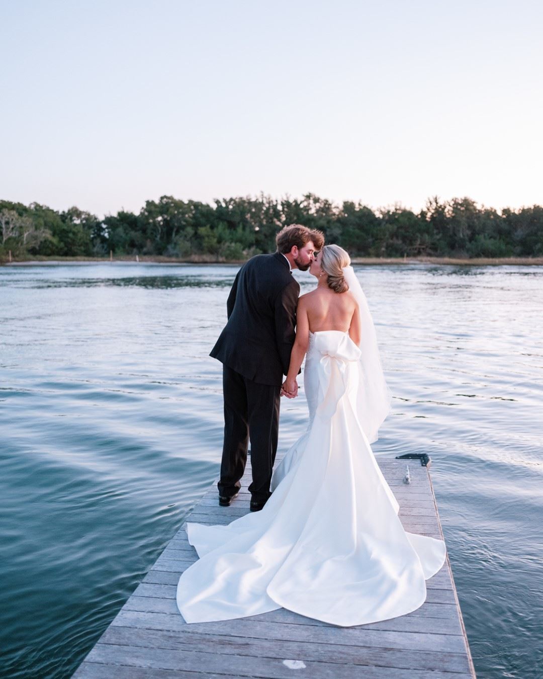 Photo of the real bride and groom near the lake
