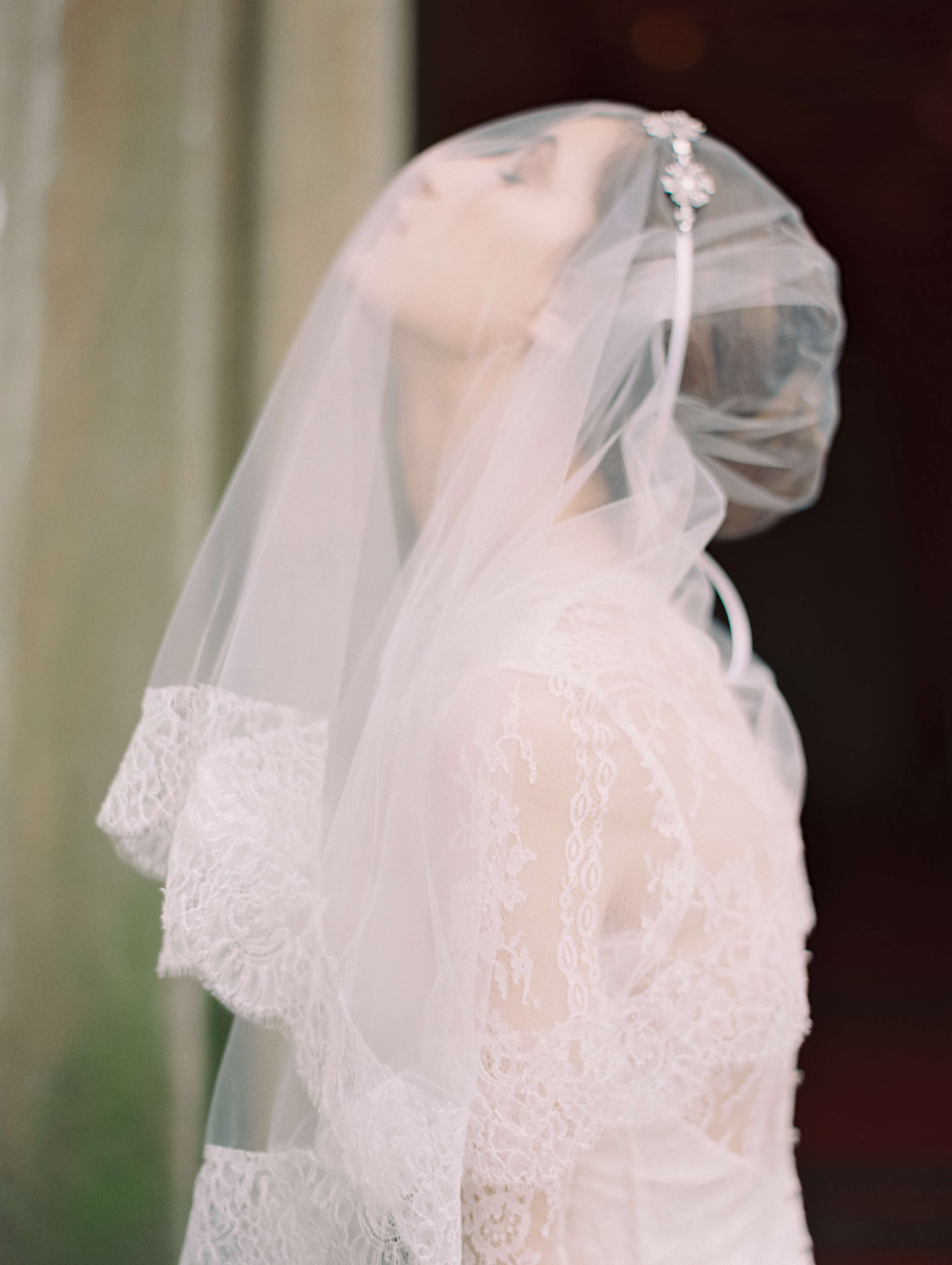 Photo of the posing model wearing bridal gown